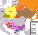 Slovanské jazyky na území Evropy - mapa. Rusky.