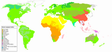 Jazykové rodiny ve světě - mapa.
